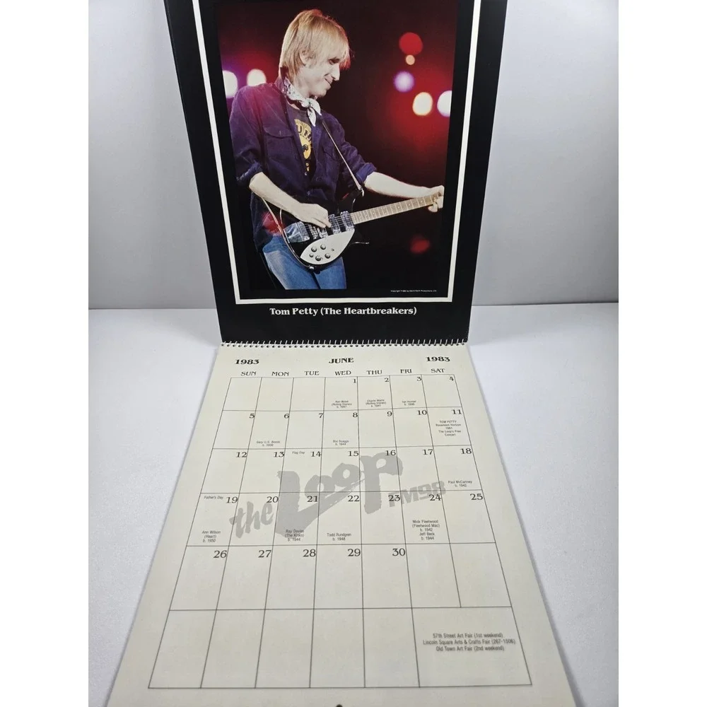 1983 The Loop FM98 Chicago Vtg. Wall Calander Musicians Jagger, Nicks, Ozzy, Who